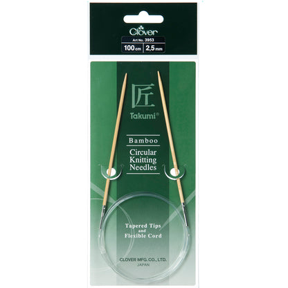 Clover Takumi bamboo fixed circular knitting needle, 2.5mm, 100cm