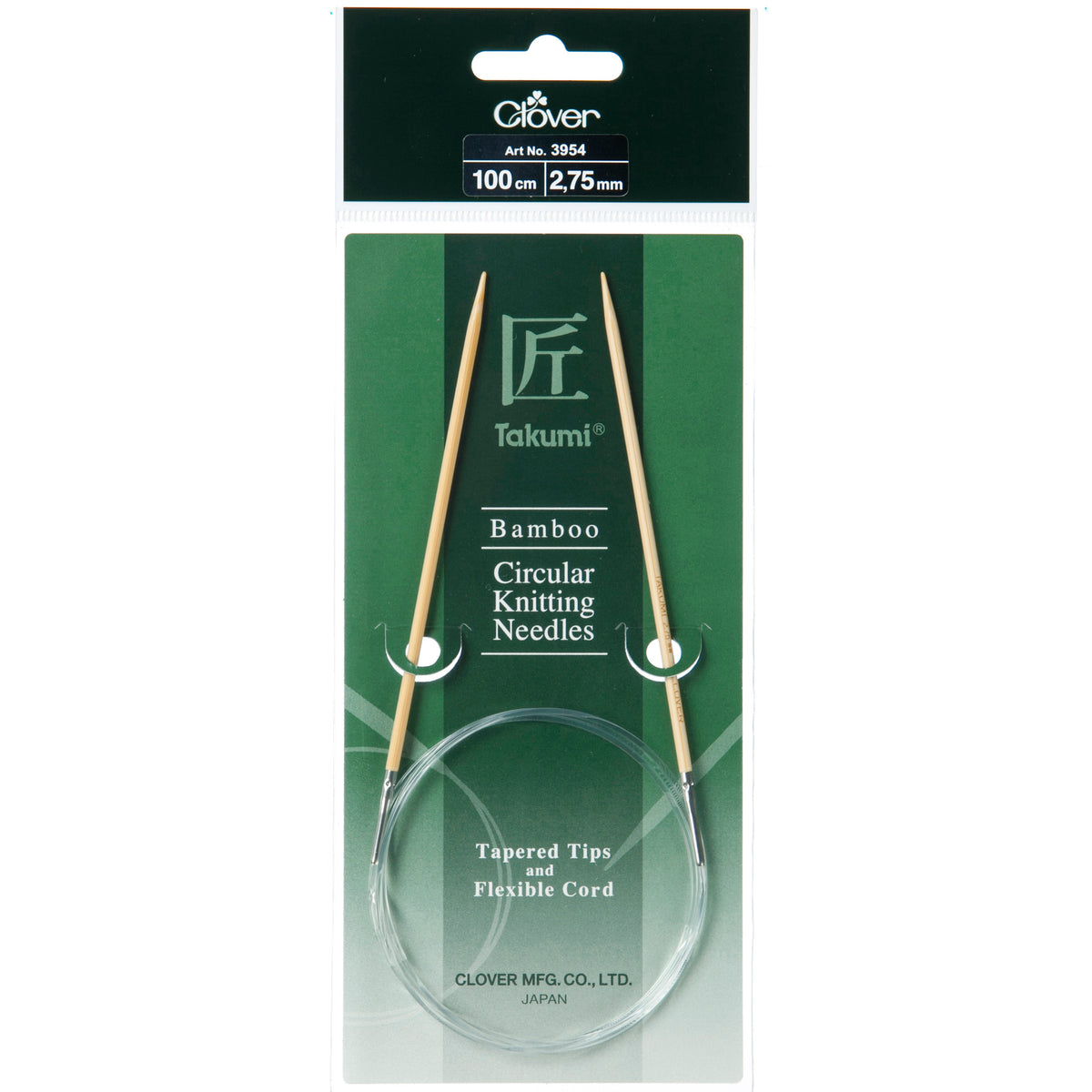 Clover Takumi bamboo fixed circular knitting needle, 2.75mm, 100cm