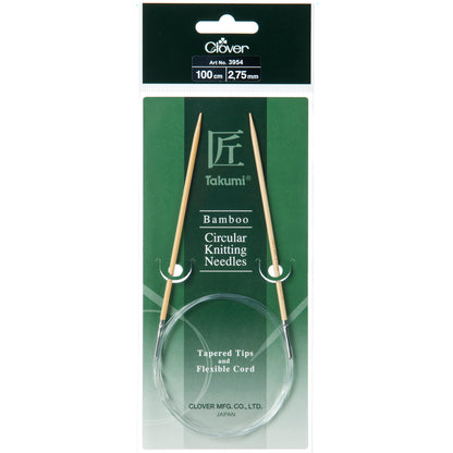 Clover Takumi bamboo fixed circular knitting needle, 2.75mm, 100cm
