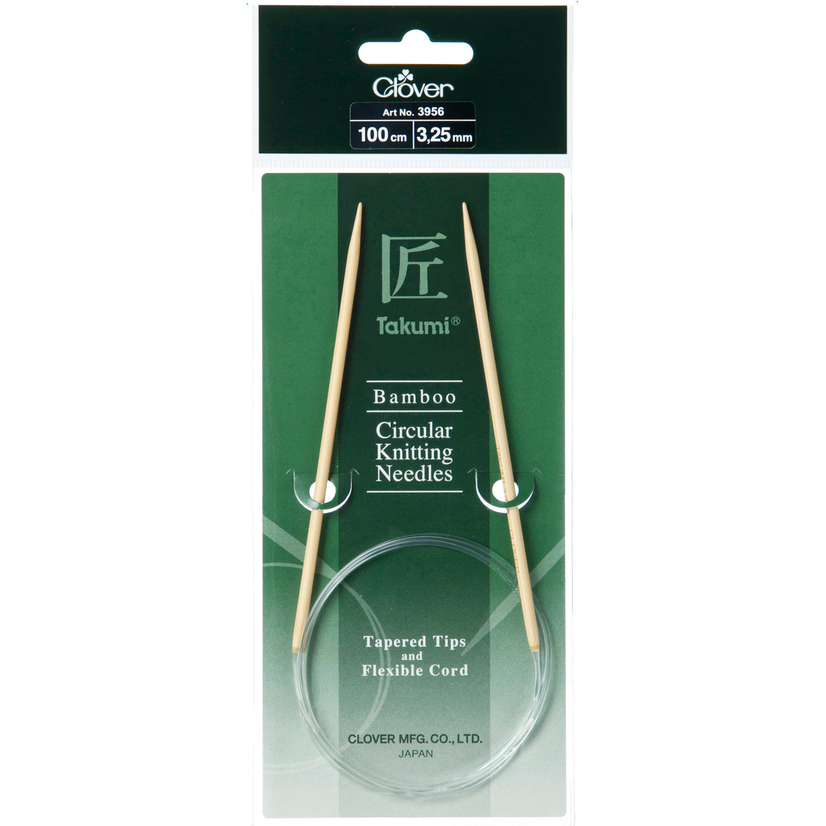 Clover Takumi bamboo fixed circular knitting needle, 3.25mm, 100cm