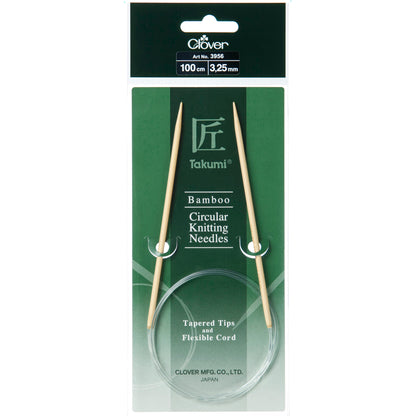 Clover Takumi bamboo fixed circular knitting needle, 3.25mm, 100cm