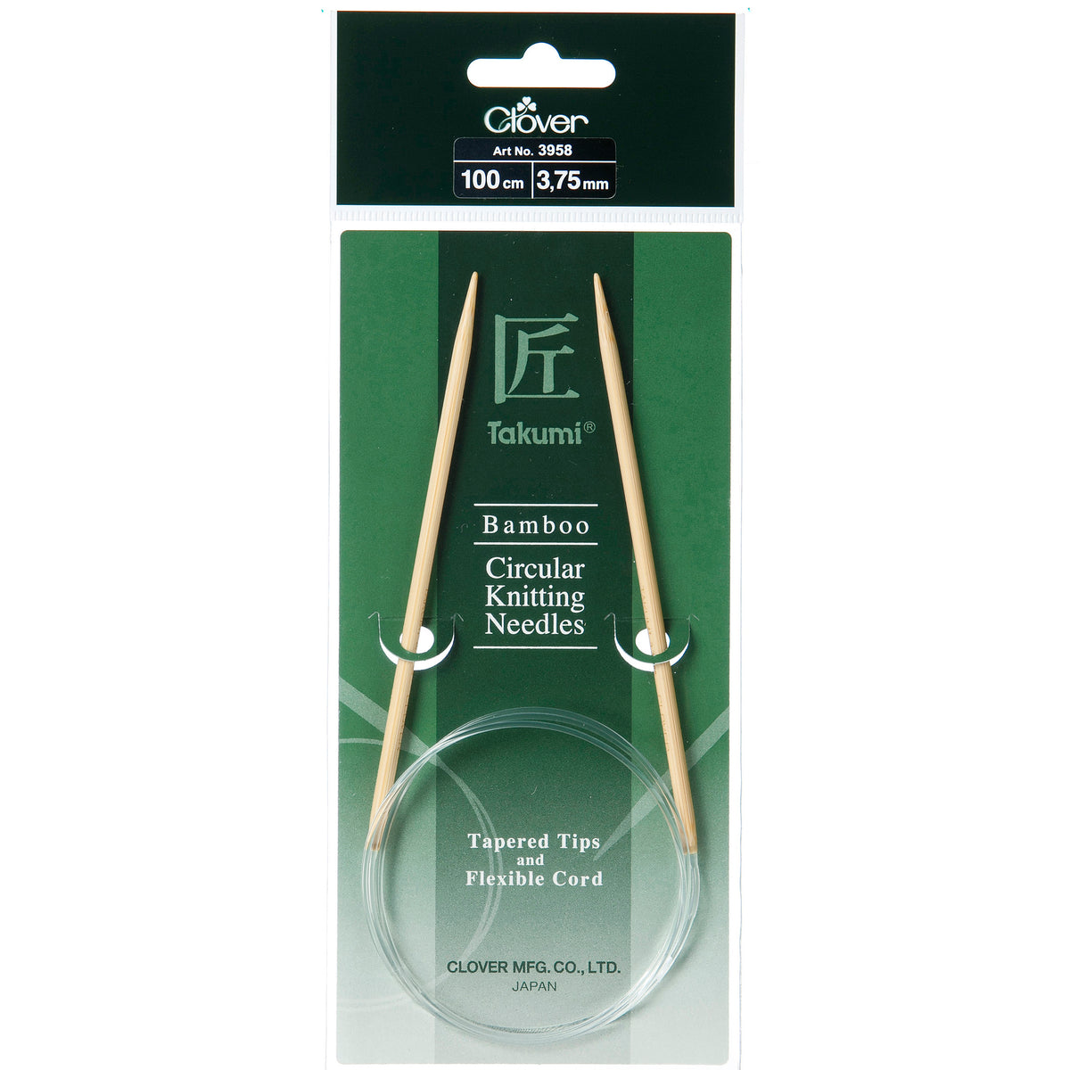 Clover Takumi bamboo fixed circular knitting needle 100cm 3.75mm