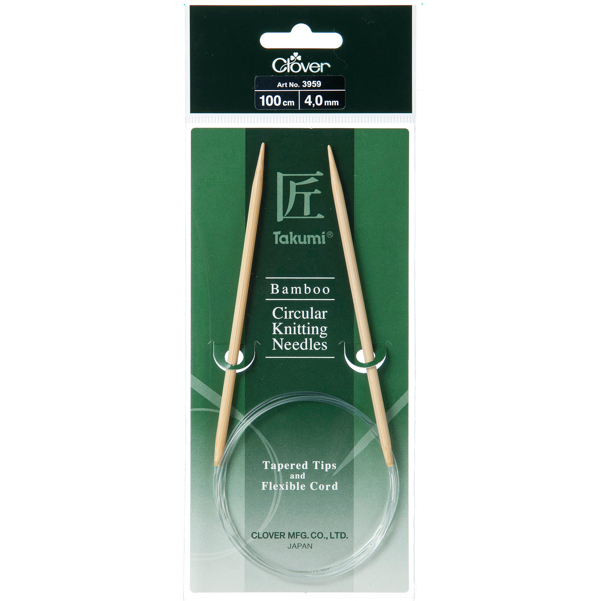 Clover Takumi bamboo fixed circular knitting needle 100cm 4mm