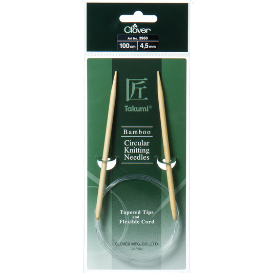 Clover Takumi bamboo fixed circular knitting needle 100cm 4.5mm