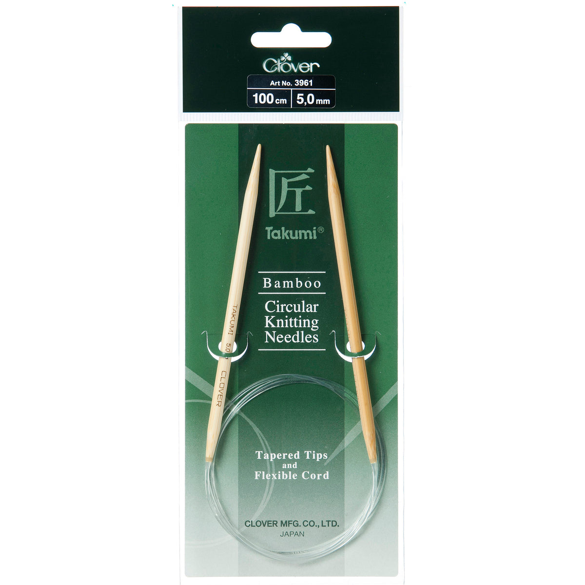 Clover Takumi bamboo fixed circular knitting needle 100cm 5mm