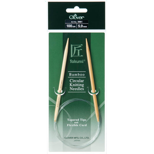 Clover Takumi bamboo fixed circular knitting needle 100cm 5mm