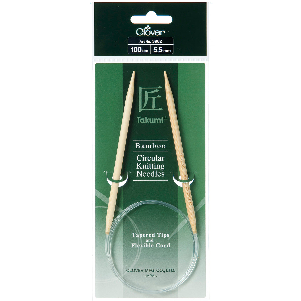 Clover Takumi bamboo fixed circular knitting needle 100cm 5.5mm