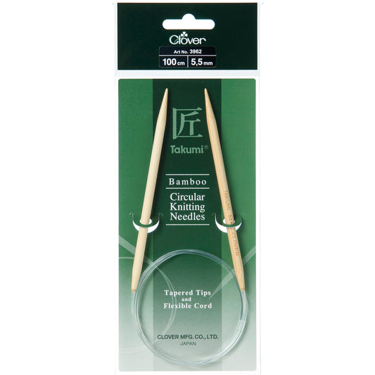 Clover Takumi bamboo fixed circular knitting needle 100cm 5.5mm