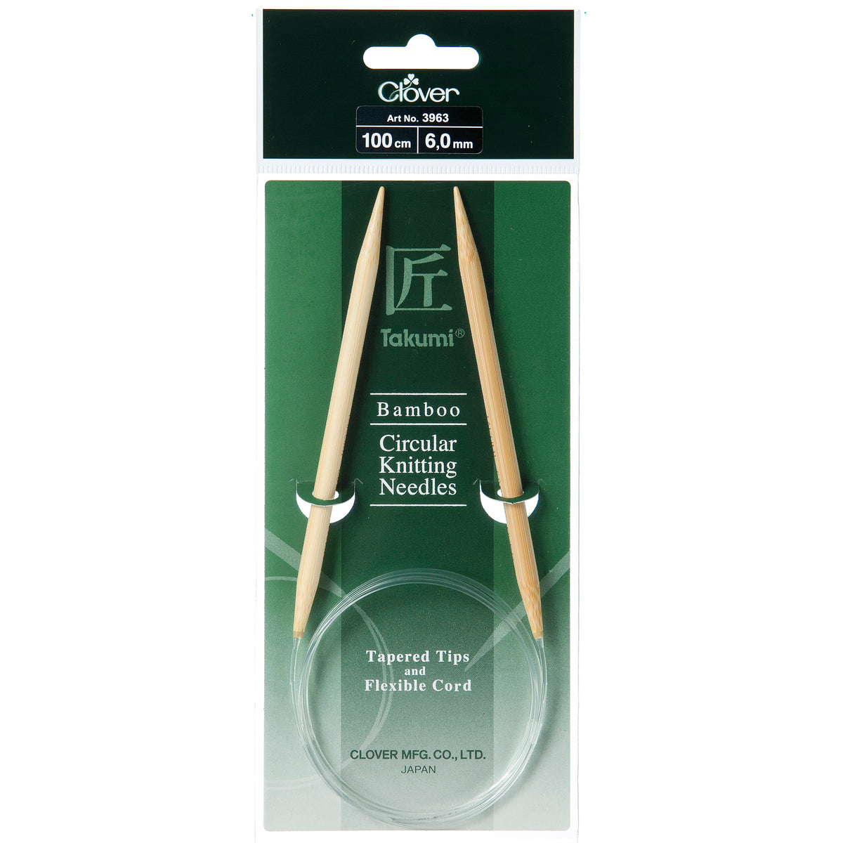 Clover Takumi bamboo fixed circular knitting needle 100cm 6mm