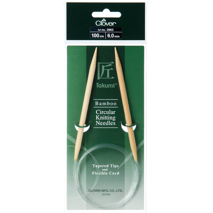 Clover Takumi bamboo fixed circular knitting needle 100cm 6mm