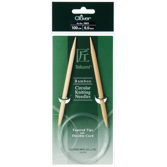 Clover Takumi bamboo fixed circular knitting needle 100cm 6mm