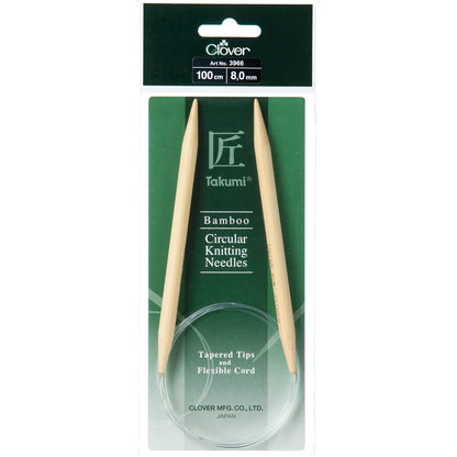 Clover Takumi bamboo fixed circular knitting needle 100cm 8mm