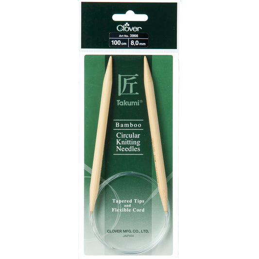 Clover Takumi bamboo fixed circular knitting needle 100cm 8mm