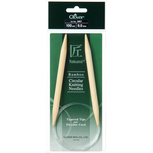 Clover Takumi bamboo fixed circular knitting needle 100cm 9mm