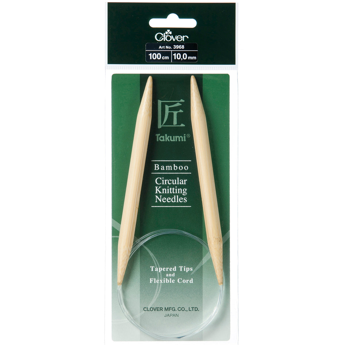 Clover Takumi bamboo fixed circular knitting needle 100cm 10mm