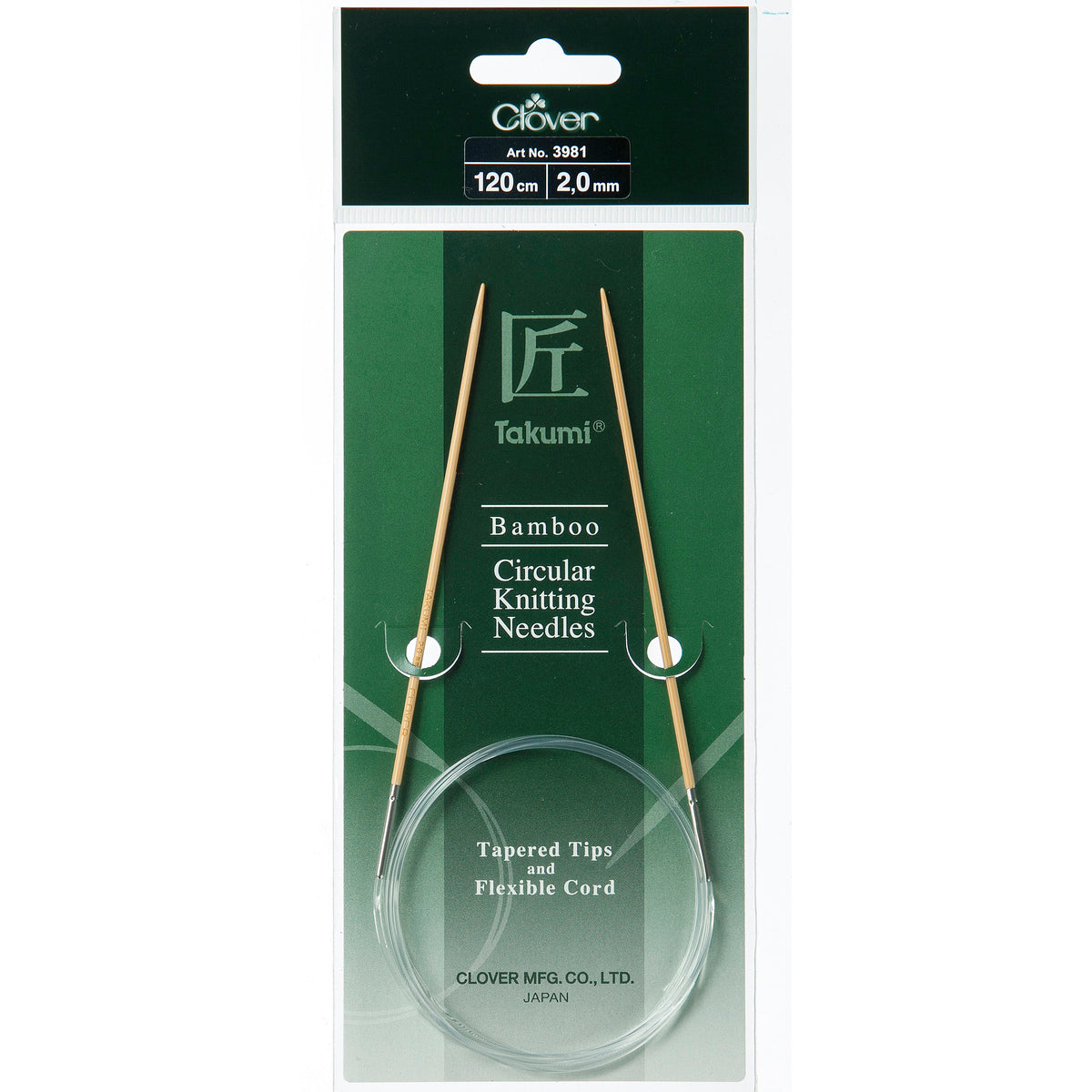 Clover Takumi bamboo fixed circular knitting needle 120cm 2mm