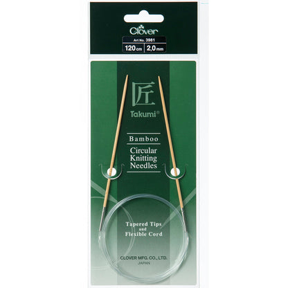 Clover Takumi bamboo fixed circular knitting needle 120cm 2mm