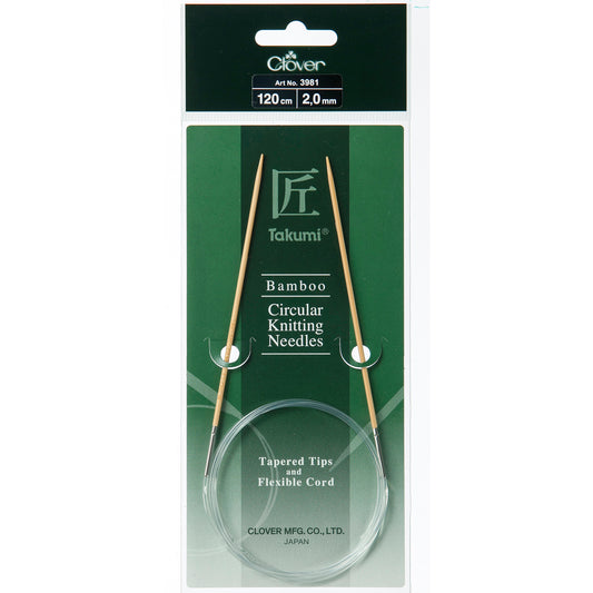 Clover Takumi bamboo fixed circular knitting needle 120cm 2mm