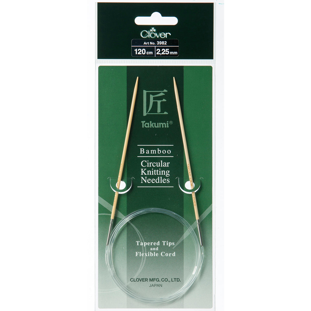 Clover Takumi bamboo fixed circular knitting needle 120cm 2.25mm