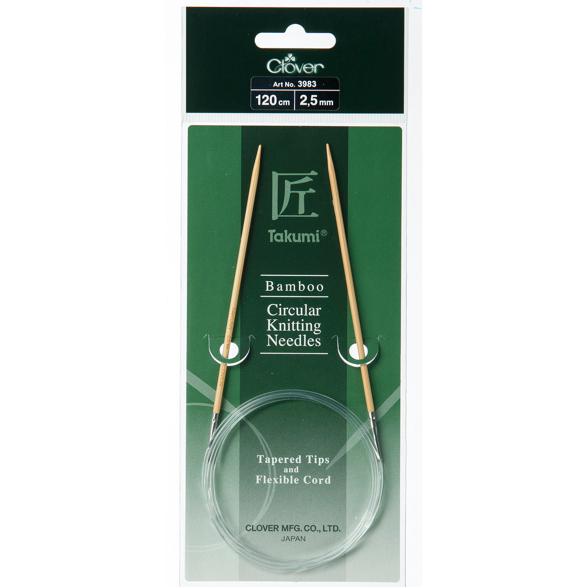 Clover Takumi bamboo fixed circular knitting needle 120cm 2.5mm