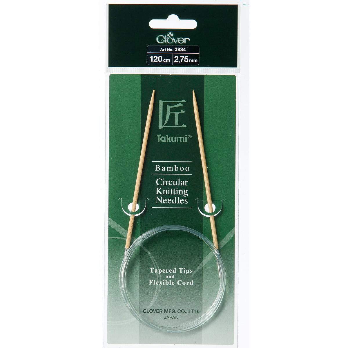 Clover Takumi bamboo fixed circular knitting needle 120cm 2.75mm