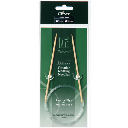 Clover Takumi bamboo fixed circular knitting needle 120cm 3mm