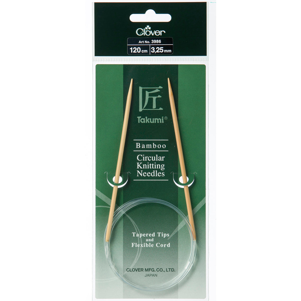 Clover Takumi bamboo fixed circular knitting needle 120cm 3.25mm