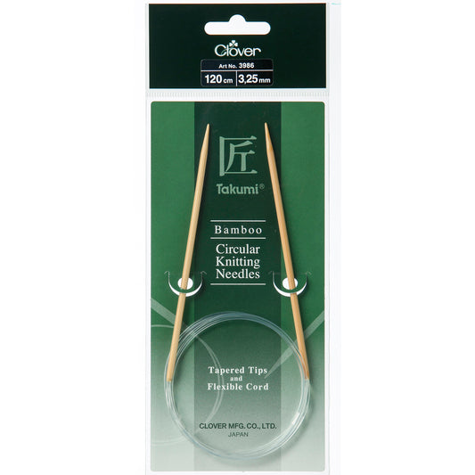 Clover Takumi bamboo fixed circular knitting needle 120cm 3.25mm