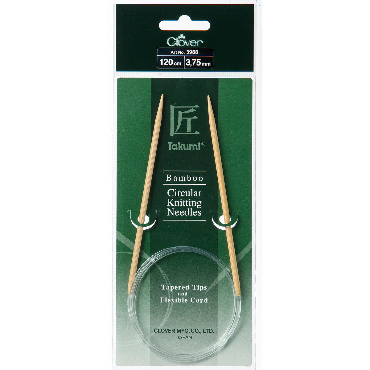 Clover Takumi bamboo fixed circular knitting needle 120cm 3.75mm