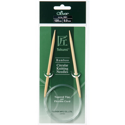 Clover Takumi bamboo fixed circular knitting needle 120cm 5mm