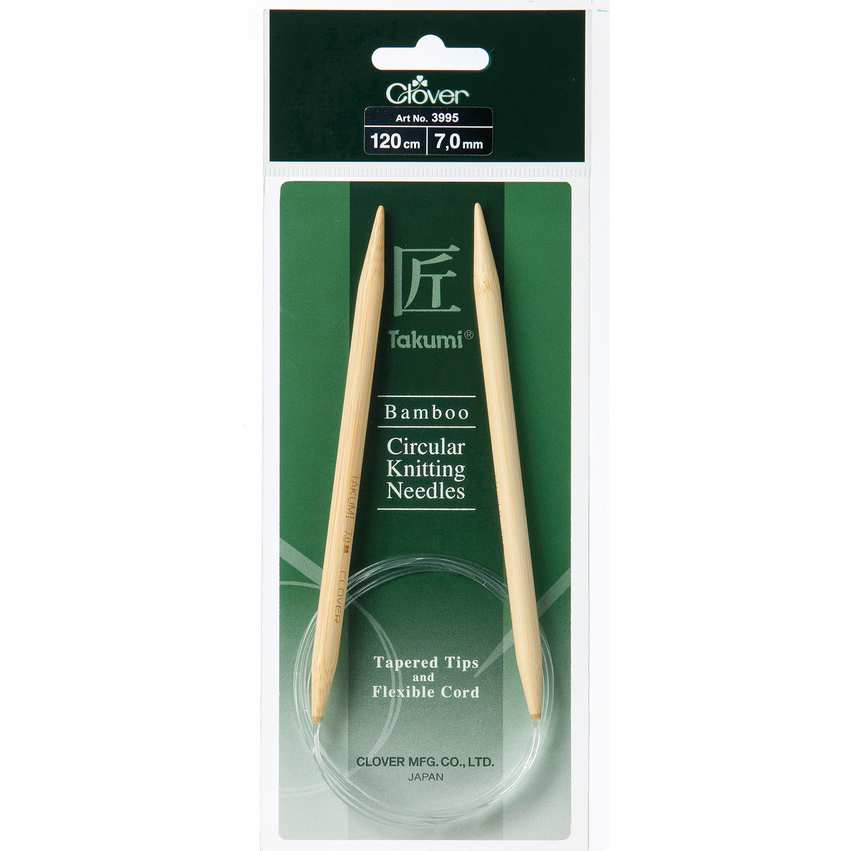 Clover Takumi bamboo fixed circular knitting needle 120cm 7mm