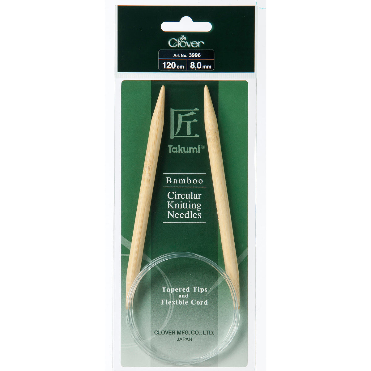 Clover Takumi bamboo fixed circular knitting needle 120cm 8mm