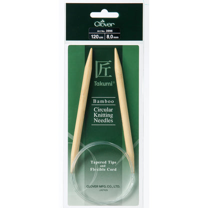 Clover Takumi bamboo fixed circular knitting needle 120cm 8mm