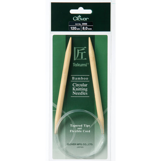 Clover Takumi bamboo fixed circular knitting needle 120cm 8mm