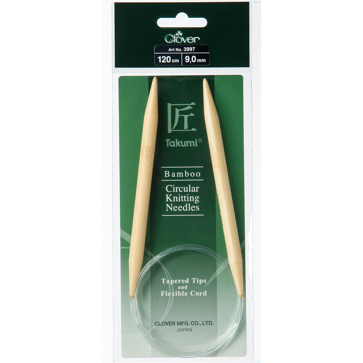 Clover Takumi bamboo fixed circular knitting needle 120cm 9mm