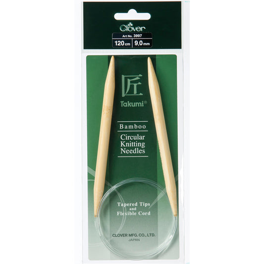 Clover Takumi bamboo fixed circular knitting needle 120cm 9mm