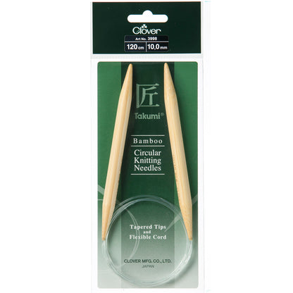Clover Takumi bamboo fixed circular knitting needle 120cm 10mm
