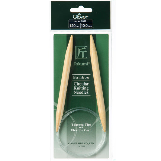 Clover Takumi bamboo fixed circular knitting needle 120cm 10mm