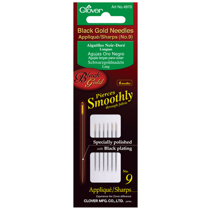 Pack of Clover Black Gold applique sharps hand needles
