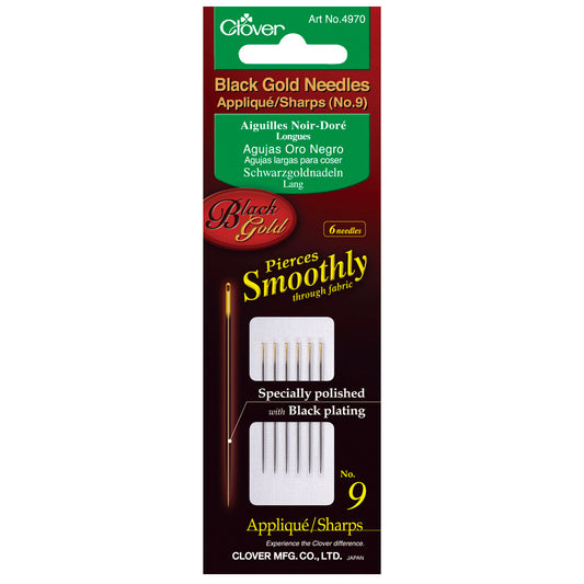 Pack of Clover Black Gold applique sharps hand needles