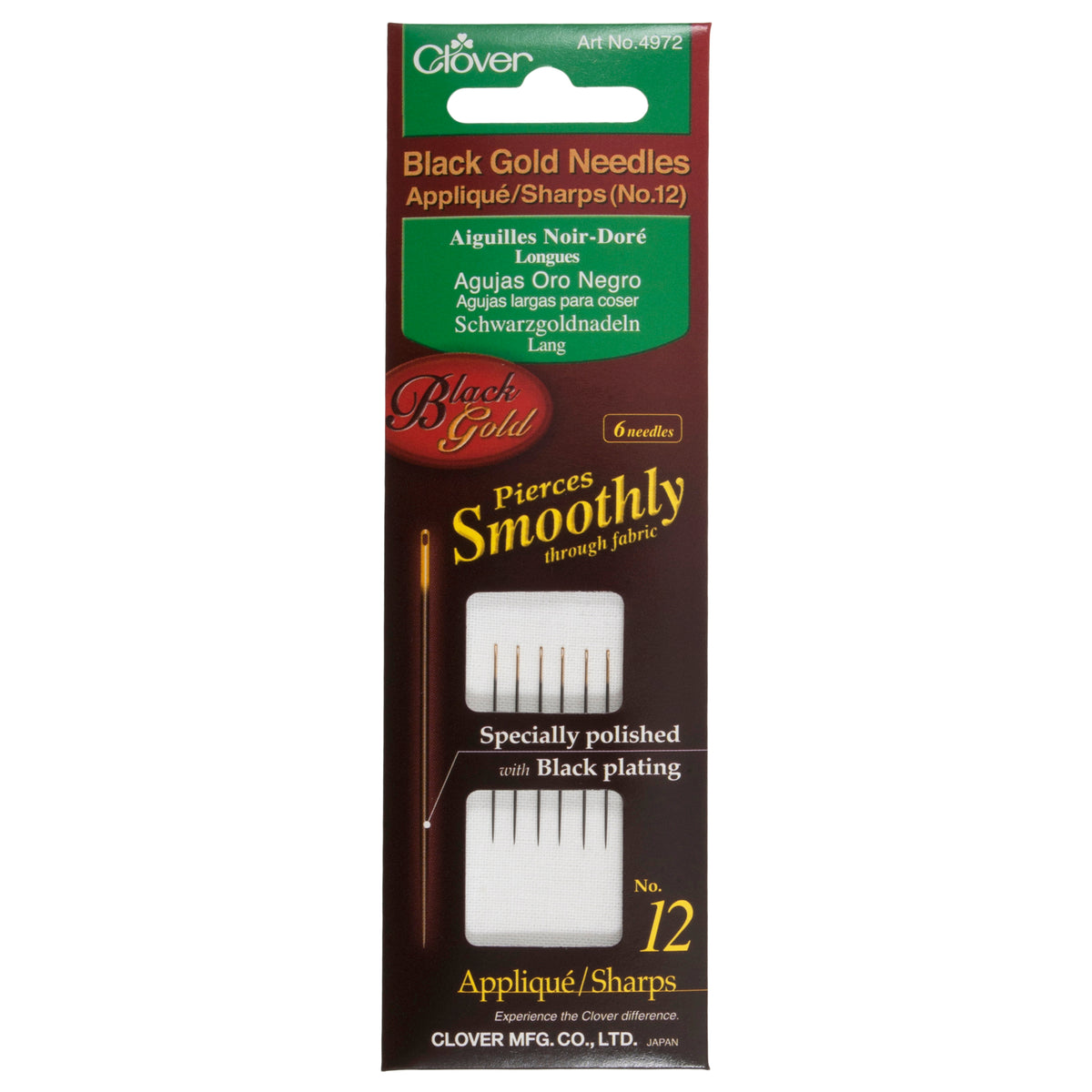 Pack of Clover Black Gold applique sharps hand needles
