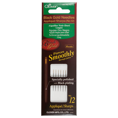 Pack of Clover Black Gold applique sharps hand needles