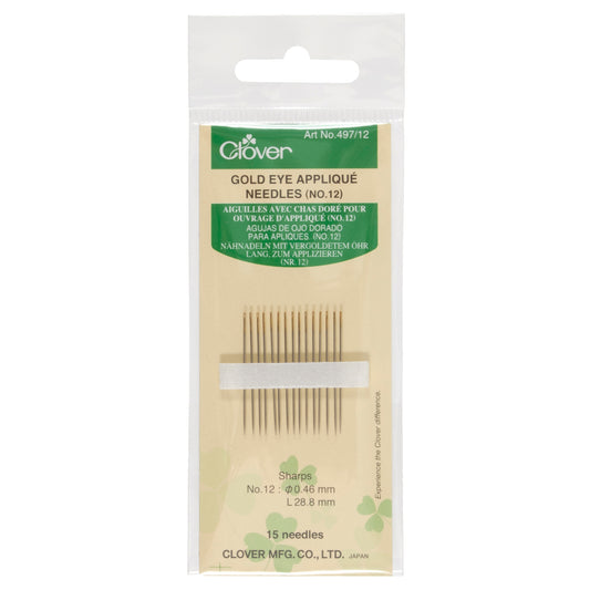 Pack of Clover Gold Eye applique hand sewing needles