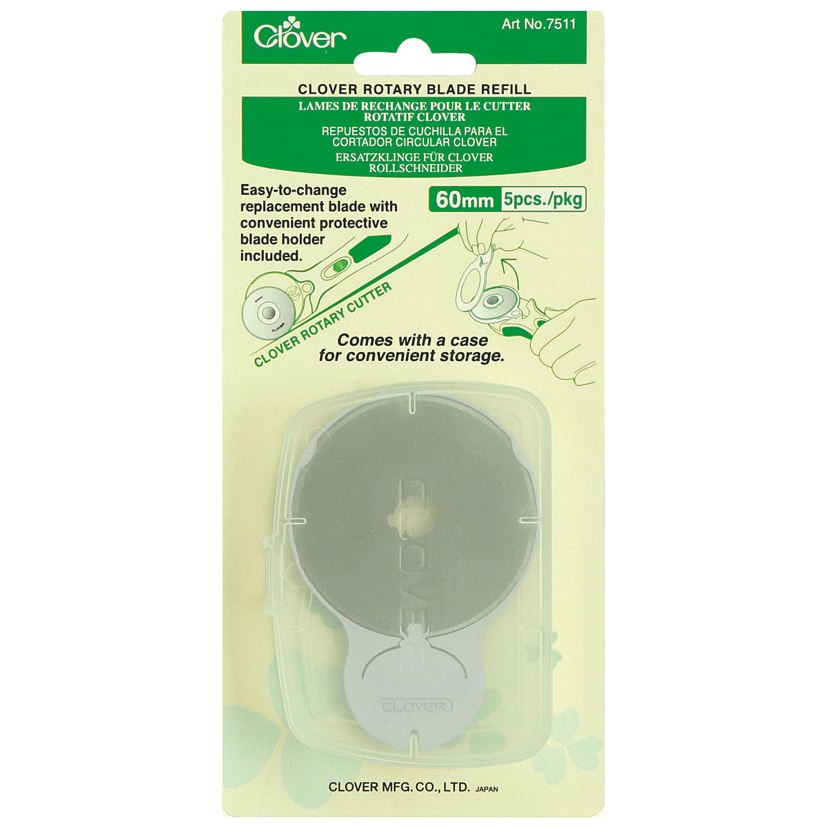 Clover 60mm rotary cutter replacement blade refill pack