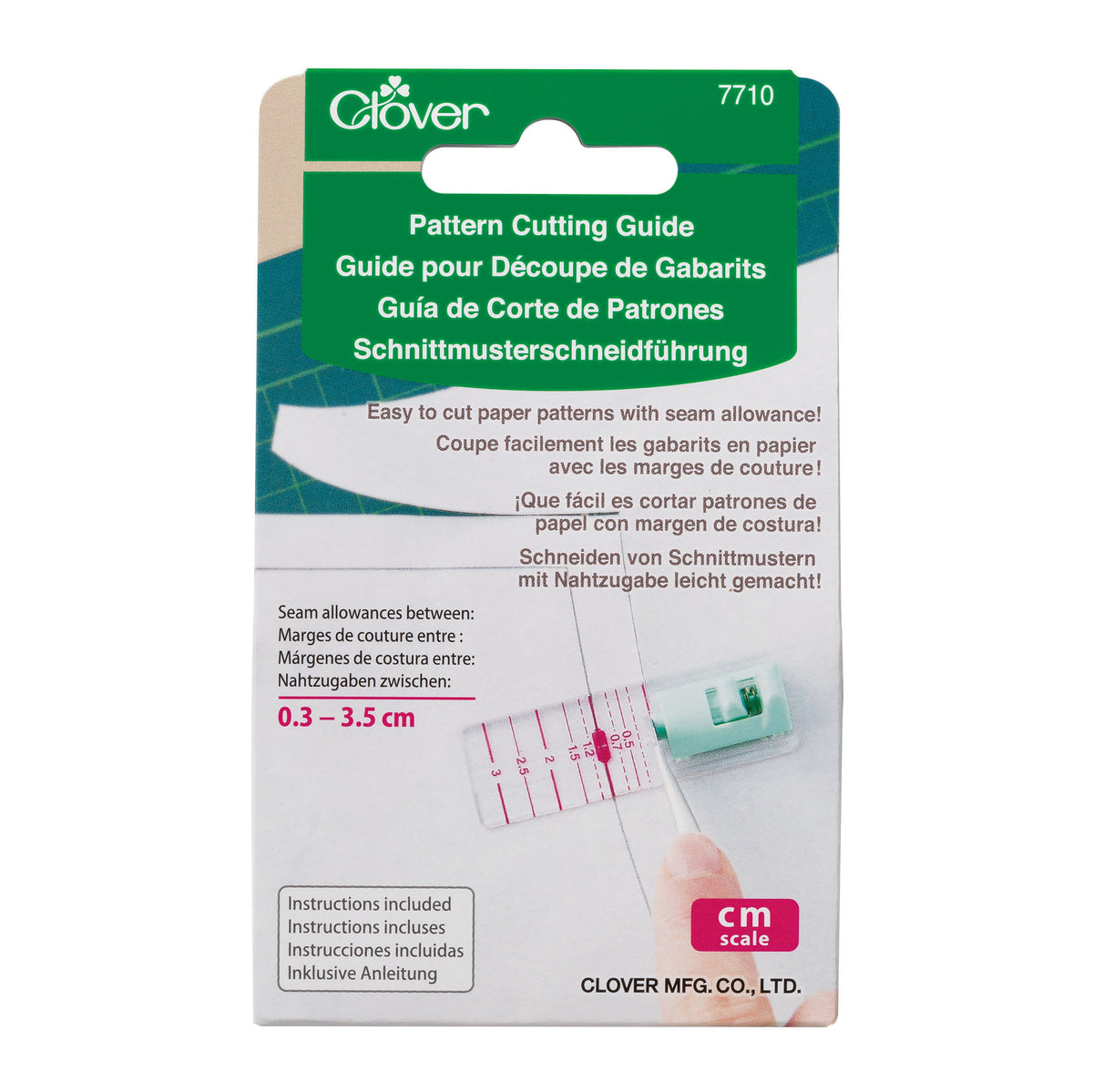 Clover pattern cutting guide for adding seam allowances