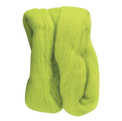 Bundle of Clover lime green natural wool roving