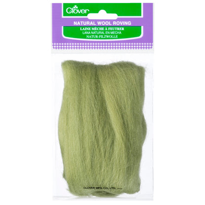 Clover natural wool roving in moss green, 20g pack