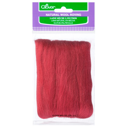 Clover natural wool roving in red, 20g pack