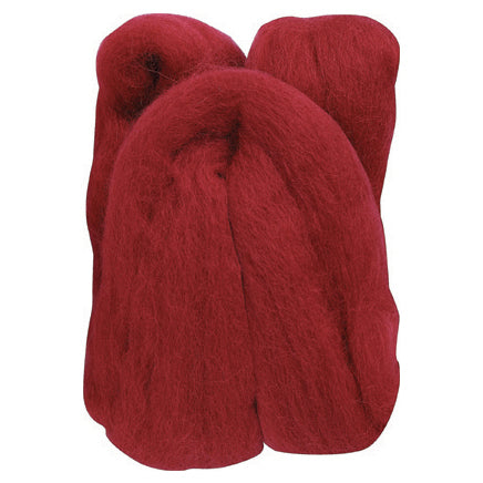 Clover natural wool roving in red, 20g pack
