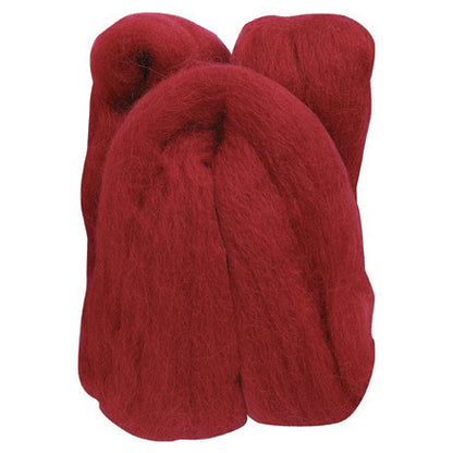 Clover natural wool roving in red, 20g pack